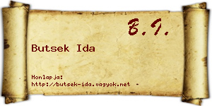 Butsek Ida névjegykártya